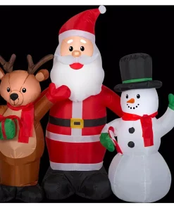 Outdoor Christmas Decorations Gemmy 4 Ft. Tall Airblown Inflatable Santa And Friends Trio