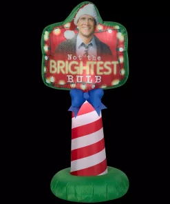 Outdoor Christmas Decorations Gemmy 5 Ft. Tall Airblown-Outdoor Sign-NLCV Not The Brightest Bulb Sign-MD-WB Inflatable