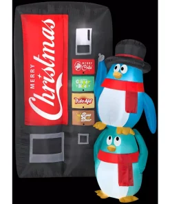Outdoor Christmas Decorations Gemmy 6.5 Ft. H Inflatables Airblown-Merry Christmas Soda Machine Scene-LG