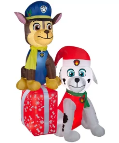 Outdoor Christmas Decorations Gemmy 7 Ft. H. Airblown Paw Patrol On Presents Scene