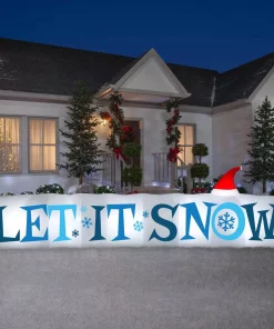 Outdoor Christmas Decorations Gemmy 4 Ft H. X 14ft W. Inflatable Airblown-Let It Snow Sign-LG -Christmas Tree Decorations Shop gemmy christmas inflatables g 116011 31 1000