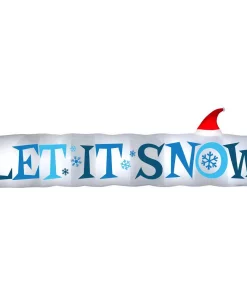 Outdoor Christmas Decorations Gemmy 4 Ft H. X 14ft W. Inflatable Airblown-Let It Snow Sign-LG