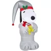 Outdoor Christmas Decorations Gemmy 3.5 Ft. Airblown-Snoopy Holding Woodstock Platinum Accents-SM-Peanuts