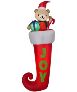 Outdoor Christmas Decorations Gemmy 7 Ft. Airblown Stocking With Teddy Bear Christmas Inflatable