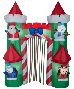 Outdoor Christmas Decorations Gemmy 9 Ft. H. Airblown Archway-Santa’s Castle
