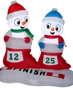 Outdoor Christmas Decorations Gemmy 4 Ft. H Airblown Snowman In Stocking Races-SM