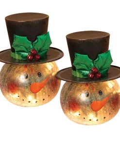 Christmas Lights Gerson 8 In. H Electric Lighted Crackle Glass Snowman (Pack Of 2)