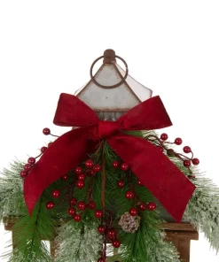 Indoor Christmas Decorations Glitzhome Brown Christmas Farmhouse Wood/Metal Lanterns (Set Of 2) -Christmas Tree Decorations Shop glitzhome christmas candles holders gh1107203555 1f 1000