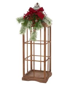Indoor Christmas Decorations Glitzhome Brown Christmas Farmhouse Wood/Metal Lanterns (Set Of 2) -Christmas Tree Decorations Shop glitzhome christmas candles holders gh1107203555 4f 1000