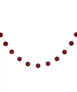 Christmas Greenery Glitzhome 6.5 Ft. L Red And Black Plaid Fabric Garland