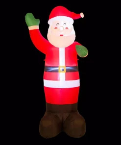 Outdoor Christmas Decorations Glitzhome 12 Ft. Lighted Inflatable Santa Decor