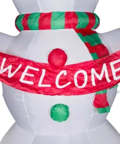 Outdoor Christmas Decorations Glitzhome 12 Ft. Lighted Inflatable Snowman With Welcome Decor -Christmas Tree Decorations Shop glitzhome christmas inflatables 1125004448 1f 1000