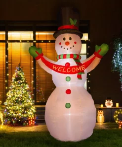 Outdoor Christmas Decorations Glitzhome 12 Ft. Lighted Inflatable Snowman With Welcome Decor -Christmas Tree Decorations Shop glitzhome christmas inflatables 1125004448 31 1000