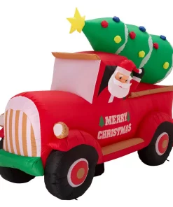 Outdoor Christmas Decorations Glitzhome 7 Ft. Santa Claus On Pick Up Truck Inflatable Decor