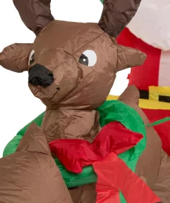 Outdoor Christmas Decorations Glitzhome 7 Ft. Lighted Inflatable Santa Sleigh Decor -Christmas Tree Decorations Shop glitzhome christmas inflatables gh1125004440 1f 1000