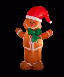 Outdoor Christmas Decorations Glitzhome 8 Ft. Lighted Inflatable Gingerbread Man Decor