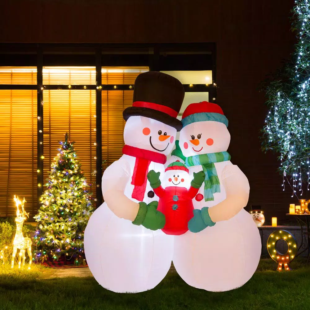 Outdoor Christmas Decorations Glitzhome 8 Ft. H Lighted Inflatable Snowman Family Decor 2 Outdoor Christmas Decorations Glitzhome 8 Ft. H Lighted Inflatable Snowman Family Decor - Image 2
