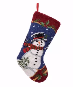 Indoor Christmas Decorations Glitzhome 19 In. Hooked Christmas Decor Stocking With Snowman