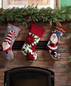 Indoor Christmas Decorations Glitzhome 19.00 In. L Hooked Stocking, Santa -Christmas Tree Decorations Shop glitzhome christmas stockings 1113001352 31 1000