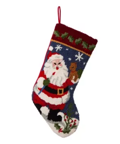 Indoor Christmas Decorations Glitzhome 19.00 In. L Hooked Stocking, Santa