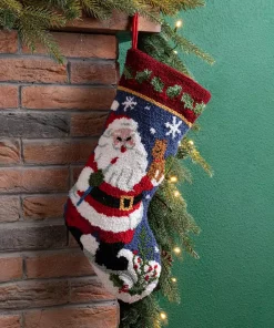 Indoor Christmas Decorations Glitzhome 19.00 In. L Hooked Stocking, Santa -Christmas Tree Decorations Shop glitzhome christmas stockings 1113001352 d4 1000