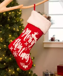 Indoor Christmas Decorations Glitzhome 21 In. H Fabric Stocking, In. Merry Christmas In -Christmas Tree Decorations Shop glitzhome christmas stockings 1113202454 31 1000
