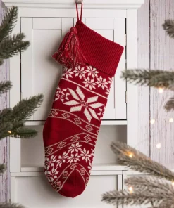 Indoor Christmas Decorations Glitzhome 24 In.H Knited Acrylic Christmas Stocking With Snowflake -Christmas Tree Decorations Shop glitzhome christmas stockings 1113202619 31 1000