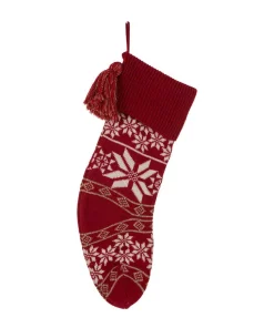 Indoor Christmas Decorations Glitzhome 24 In.H Knited Acrylic Christmas Stocking With Snowflake