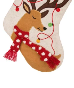 Indoor Christmas Decorations Glitzhome 21 In. L LED Embroidered Linen Christmas Stocking – Reindeer -Christmas Tree Decorations Shop glitzhome christmas stockings 1113203055 44 1000