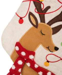 Indoor Christmas Decorations Glitzhome 21 In. L LED Embroidered Linen Christmas Stocking – Reindeer -Christmas Tree Decorations Shop glitzhome christmas stockings 1113203055 fa 1000