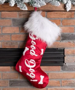 Indoor Christmas Decorations Glitzhome 22 In. L Velvet Christmas Stocking With Plush Cuff- Good Dog -Christmas Tree Decorations Shop glitzhome christmas stockings 1113203057 31 1000