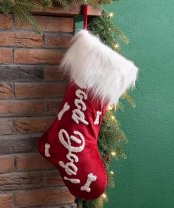 Indoor Christmas Decorations Glitzhome 22 In. L Velvet Christmas Stocking With Plush Cuff- Good Dog -Christmas Tree Decorations Shop glitzhome christmas stockings 1113203057 d4 1000