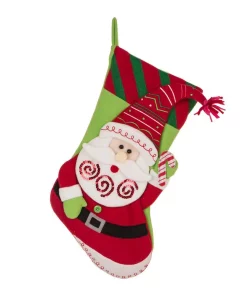 Indoor Christmas Decorations Glitzhome 21 In. L 3D Felt Christmas Stocking – Santa
