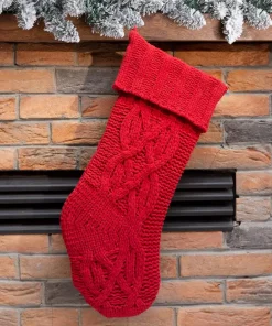 Indoor Christmas Decorations Glitzhome 22 In. L Knitted Polyester Red Christmas Stocking -Christmas Tree Decorations Shop glitzhome christmas stockings 1113203190 31 1000