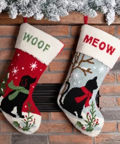 Indoor Christmas Decorations Glitzhome 21 In. Polyester And Acrylic Hooked Cat And Dog Stocking (2-Pack) -Christmas Tree Decorations Shop glitzhome christmas stockings 2004700016 31 1000