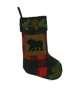 Indoor Christmas Decorations Glitzhome Plaid Stocking With Rug Hooked (Bear) 2-Pack -Christmas Tree Decorations Shop glitzhome christmas stockings 2004700037 1f 1000