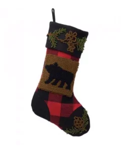 Indoor Christmas Decorations Glitzhome Plaid Stocking With Rug Hooked (Bear) 2-Pack -Christmas Tree Decorations Shop glitzhome christmas stockings 2004700037 4f 1000