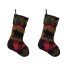 Indoor Christmas Decorations Glitzhome Plaid Stocking With Rug Hooked (Bear) 2-Pack