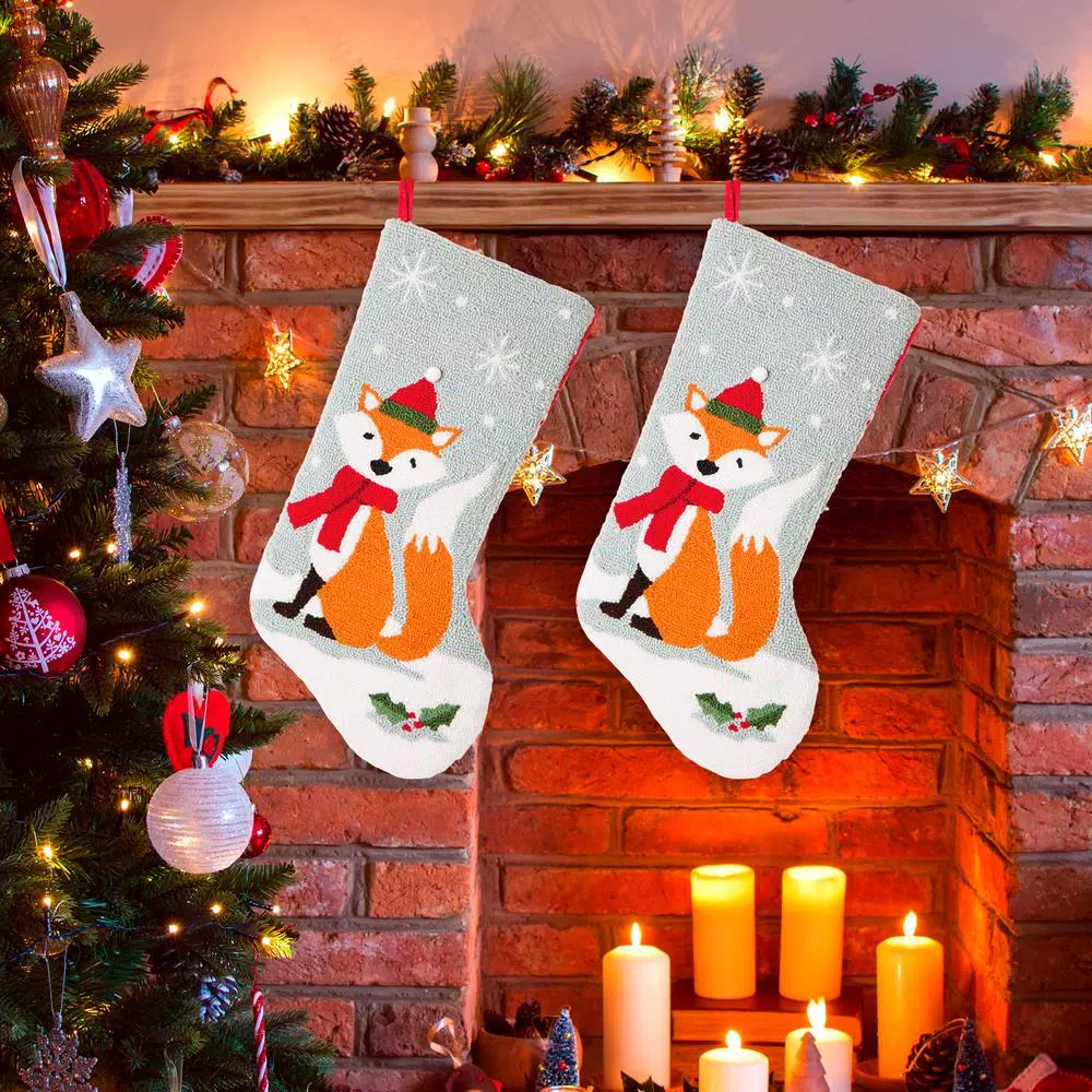 Indoor Christmas Decorations Glitzhome 19 In. Polyester Fox Hooked Stocking (2-Pack) 7 Indoor Christmas Decorations Glitzhome 19 In. Polyester Fox Hooked Stocking (2-Pack) - Image 7