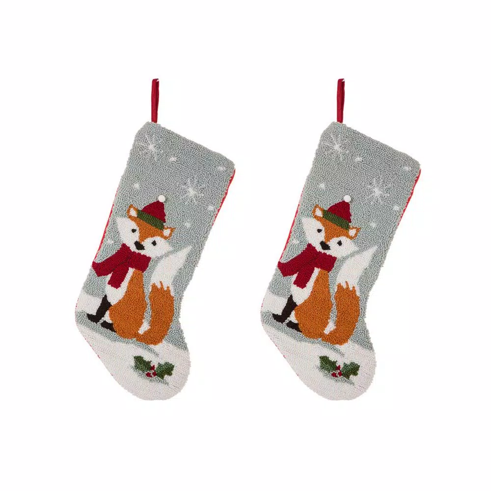 Indoor Christmas Decorations Glitzhome 19 In. Polyester Fox Hooked Stocking (2-Pack) 1 Indoor Christmas Decorations Glitzhome 19 In. Polyester Fox Hooked Stocking (2-Pack)