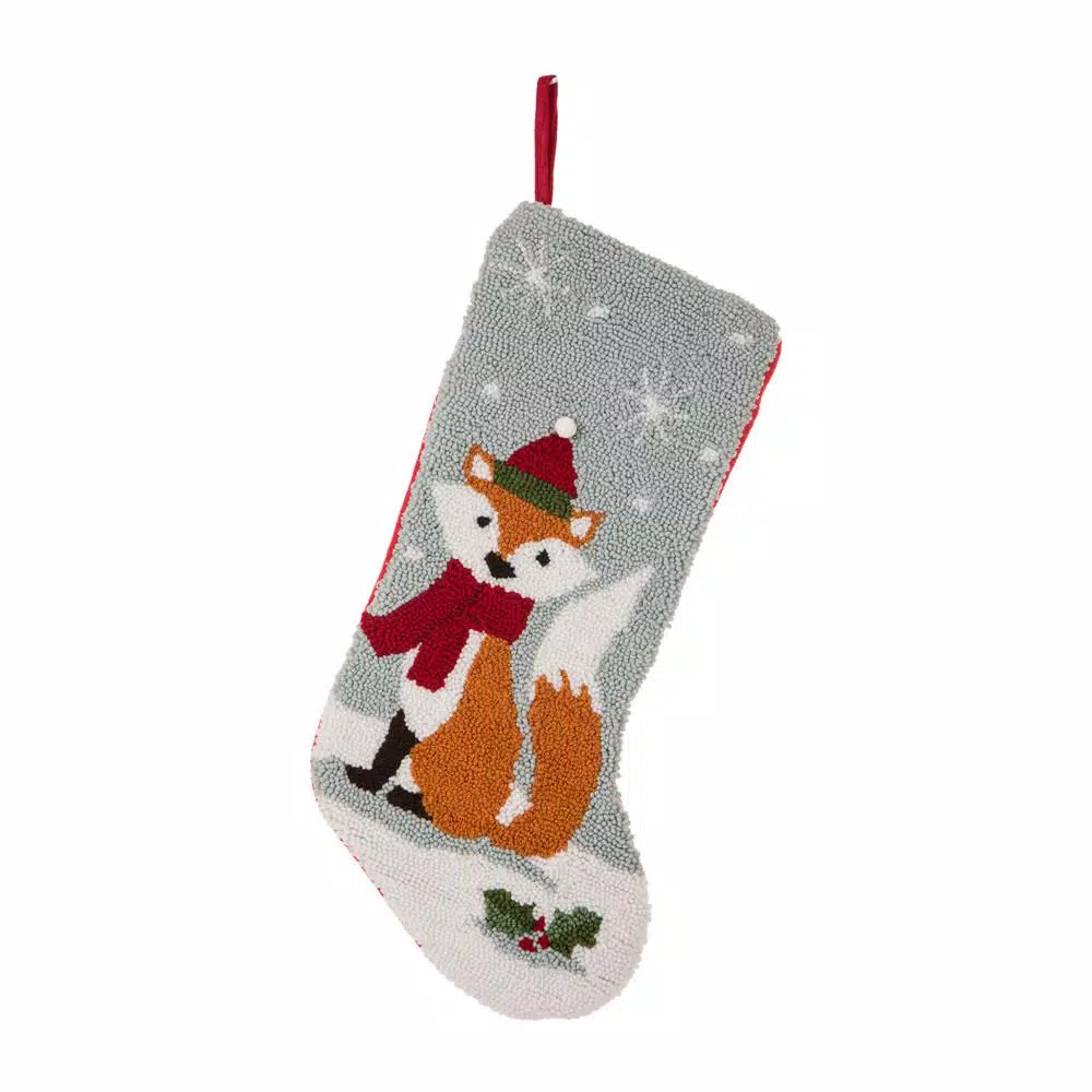 Indoor Christmas Decorations Glitzhome 19 In. Polyester Fox Hooked Stocking (2-Pack) 2 Indoor Christmas Decorations Glitzhome 19 In. Polyester Fox Hooked Stocking (2-Pack) - Image 2