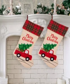 Indoor Christmas Decorations Glitzhome 21 In. Polyester Embroidered Linen Christmas Decoration Stocking (2-Pack) -Christmas Tree Decorations Shop glitzhome christmas stockings 2004700041 31 1000