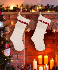 Indoor Christmas Decorations Glitzhome 22 In. Knitted Acrylic White Christmas Decoration Stocking (Set Of 2) -Christmas Tree Decorations Shop glitzhome christmas stockings 2004700044 31 1000