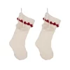 Indoor Christmas Decorations Glitzhome 22 In. Knitted Acrylic White Christmas Decoration Stocking (Set Of 2)