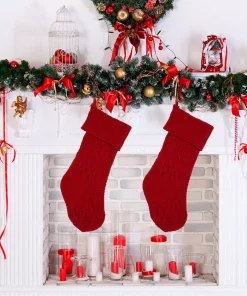 Indoor Christmas Decorations Glitzhome 22 In. Knitted Polyester Red Christmas Decoration Stocking (2-Pack) -Christmas Tree Decorations Shop glitzhome christmas stockings 2004700045 31 1000