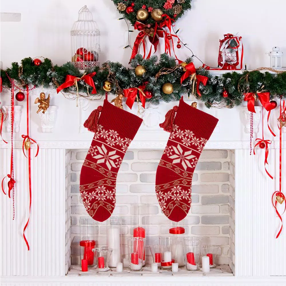 Indoor Christmas Decorations Glitzhome 24 In. Knitted Acrylic Christmas Decoration Snowflake Stocking (2-Pack) 7 Indoor Christmas Decorations Glitzhome 24 In. Knitted Acrylic Christmas Decoration Snowflake Stocking (2-Pack) - Image 7