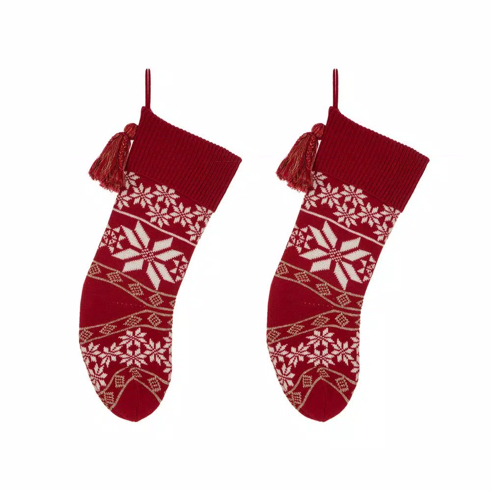 Indoor Christmas Decorations Glitzhome 24 In. Knitted Acrylic Christmas Decoration Snowflake Stocking (2-Pack) 1 Indoor Christmas Decorations Glitzhome 24 In. Knitted Acrylic Christmas Decoration Snowflake Stocking (2-Pack)