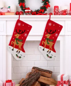 Indoor Christmas Decorations Glitzhome 20 In. H Polyester And Acrylic Reindeer Hooked Stocking (2-Pack) -Christmas Tree Decorations Shop glitzhome christmas stockings 2004700052 31 1000