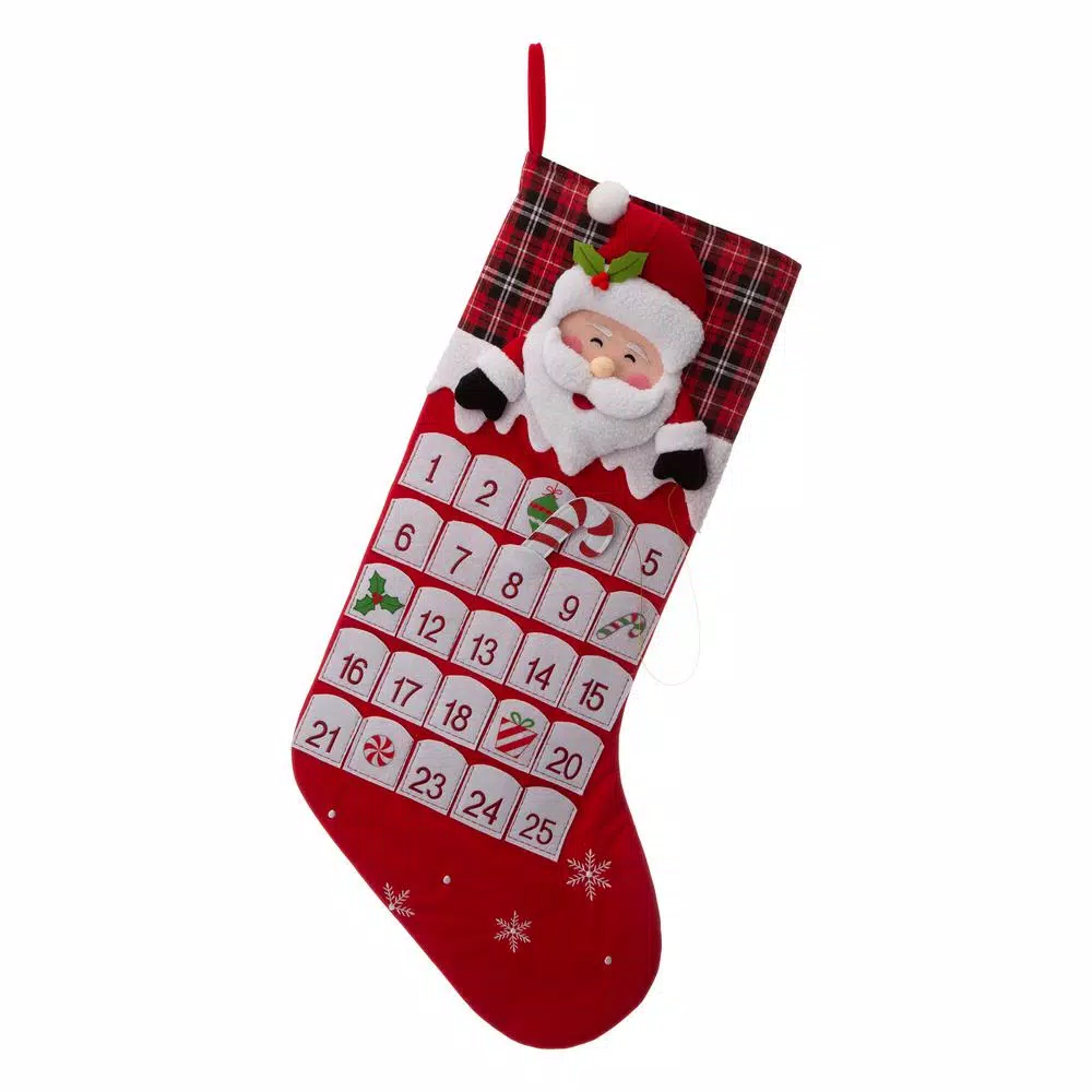 Indoor Christmas Decorations Glitzhome 36 In. H Felt 3D Polyester Oversized Count Down Santa Stocking 1 Indoor Christmas Decorations Glitzhome 36 In. H Felt 3D Polyester Oversized Count Down Santa Stocking