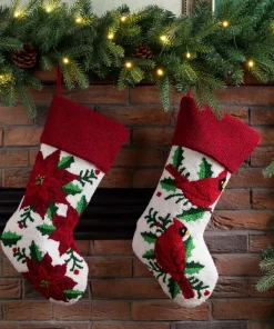 Indoor Christmas Decorations Glitzhome 21.00 In. H Polyester Cardinal Hooked Stocking -Christmas Tree Decorations Shop glitzhome christmas stockings 2004700082 31 1000